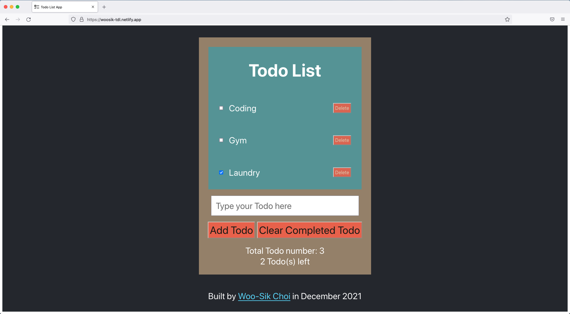 Todo List App Screen Shot